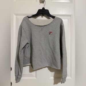 Fila Light Gray Crewneck Sweatshirt with Small Logo Patch